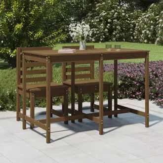 vidaXL Mesa De Jard&iacute;n Madera Maciza Pino Marr&oacute;n Miel 159,5x82,5x110 Cm Vidaxl
