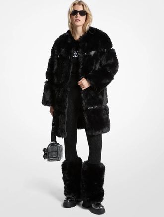 Michael Kors Faux Fur and Patent Coat