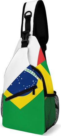 Generic Italy And Brazil Flag Mens Crossbody Chest Sling Bag for Travel Hiking Lightweight Shoulder Bags with Small Side