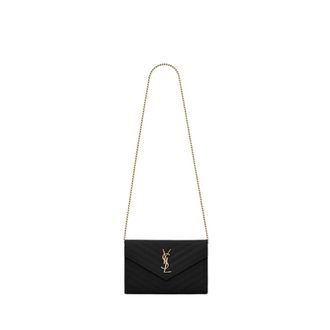 Saint Laurent Pochette Cassandre con catena - female - Saint Laurent - Shoulder Bags - Black - ONE SIZE - Bags