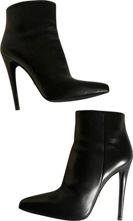 Prada Black Leather Ankle Boots Size 36.5