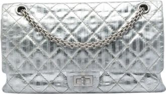 Chanel Pre-owned Double Flap Shoulder Bag - Dames - Vintage Schoudertas - Grijs - ONE Size - Leer - Vintage