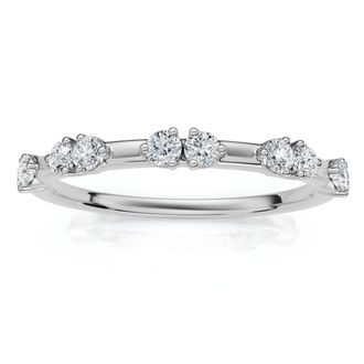 Pompeii3 1/5Ct Unique Alternating Diamond Wedding Band 14k White Gold Lab Grown