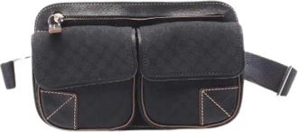 Celine Pre-owned Macadam Canvas Leather Waist Bag - Dames - Vintage Heuptassen - Zwart - ONE Size - Leer - Vintage