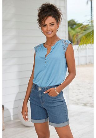 Lascana Womens Cuffed Denim Shorts