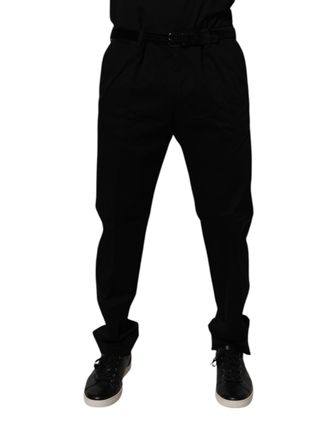 Dolce & Gabbana Black Cotton Men Skinny Dress Formal Pants Elastane
