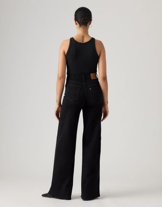 Levi's 728 - Jeans a vita alta neri con fondo ampio-Nero