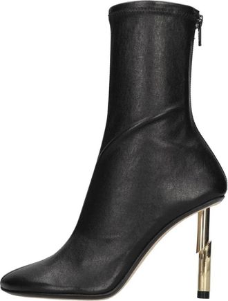 Lanvin Lederen enkellaarsjes - Dames - Laarzen met Hak - Zwart - 35 EU - Leer - Schoenen