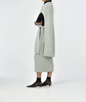 Paper Label Ophelia Turtle Neck Poncho Sweater In Grey