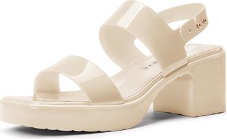 Castamere Womens Square Toe Chunky Block Heel Platform Ankle Strap Sandals Dress Casual Party Patent Leather Shoes 6.5 CM Heels Nude 6.5 UK