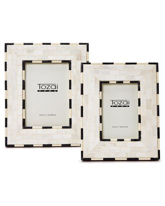 Two's Company Brick Pattern Set Of 2 Photo Frames