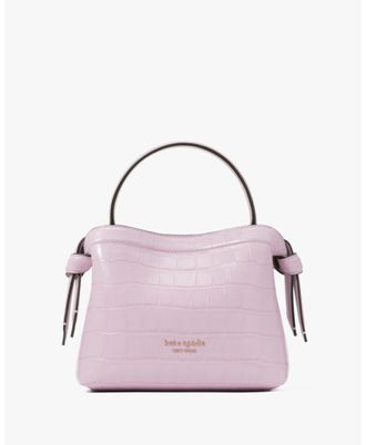 Kate Spade New York Womens Knott Croc-Embossed Mini Crossbody Tote - Purple Leather - One Size