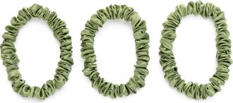 Blissy 3-Pack Skinny Silk Scrunchies in Olive at Nordstrom