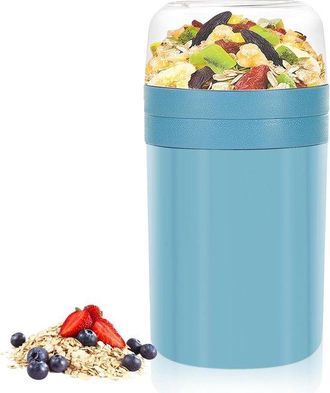OEM Vaso De Yogur Para Llevar, Vaso De Muesli 2 En 1 520 Ml + 250 Ml, Vaso De Doble Capa A Prueba De Fugas, Vaso Reutilizable Azul Para El Almuerzo