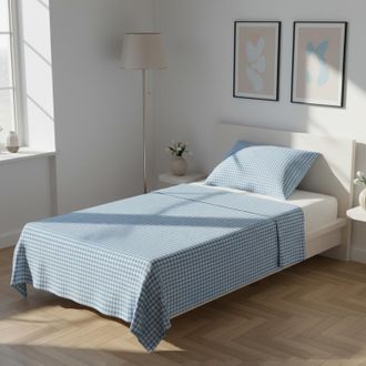 KASANOVA Parure letto singolo quadretti blu Young
