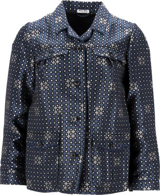 Miu Miu Pre-owned Womens Miu Miu Printed Jacket in Blue Acetate Cotton - Size EU 42 (Womens)