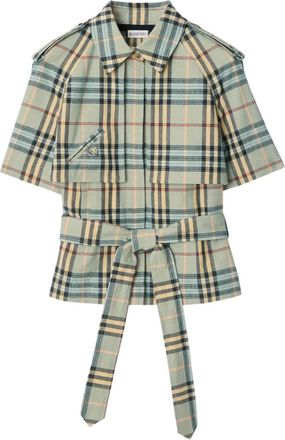 Burberry Geruite trenchcoat met ceintuur - Blauw