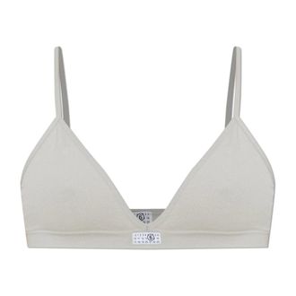 Maison Margiela Bras, female, Gray, Size: L/XL Label Ribbed Bra