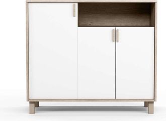 HERDASA Herdasa - Recibidor Zapatero 3 Puertas Modelo 520 Acabado Roble Claro/blanco. 88 Cm (alto) X 100 Cm (ancho) X 37 Cm (prof.)