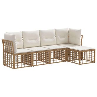 vidaXL Conjunto De Sof&aacute;s De Exterior Natural Poli&eacute;ster Vidaxl