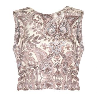 SoAllure Sleeveless Tops, female, Multicolor, Size: 2XL Top Crop in Raso di Viscosa con Motivo Paisley