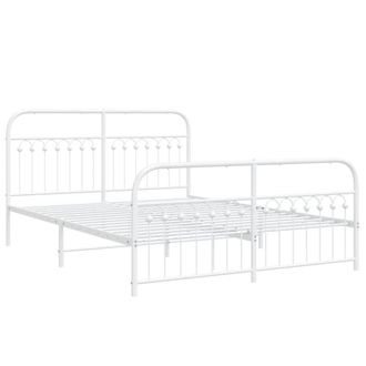 Berkfield Home Metal Bed Frame without Mattress with Footboard White 150x200cm | Size: 150x200 cm