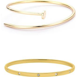 Adornia Set of 2 Assorted Bracelets in Gold at Nordstrom Rack