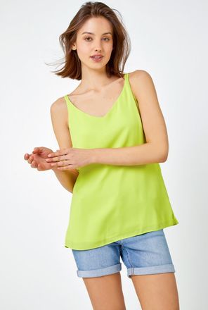 Roman Sleeveless Cross Back V-Neck Chiffon Cami