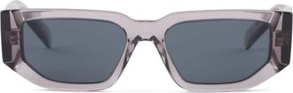 Prada triangle-logo rectangle-frame sunglasses - men - Acetate - One Size - Grey