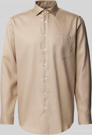 Seidensticker Regular Fit Business-Hemd mit New-Kent-Kragen in Sand, Gr&ouml;&szlig;e 45