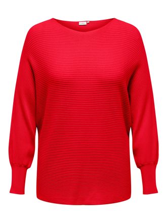 Only Carmakoma Strickpullover ONLY CARMAKOMA CARNEW ADALINE LIFE L/S PULLOVER KNT, Damen, Gr. L, high risk rot, Strick, Obermaterial: 80% Viskose, 20% Nylon, unifarb