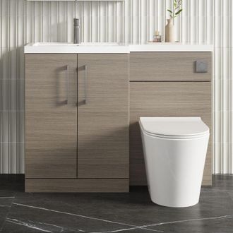 Nuie Nuie Arno LH Combination Unit with L-Shape Basin 1100mm Wide - Solace Oak