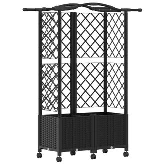 vidaXL Cama Elevada Con Trellis Y Techo Negro 122 X 40 X 144 Cm Pp Vidaxl