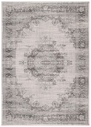 Safavieh Alfombra transicional de viscosa blanco/gris, 122 x 170 cm