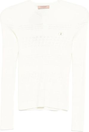 Twin-Set Top con lavorazione pointelle - Bianco