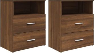vidaXL Bed Cabinets 2 pcs Brown Oak 50x32x60 cm Vidaxl