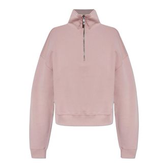 Emporio Armani Zip-throughs, female, Pink, Size: XS Logo Patch Sweatshirt