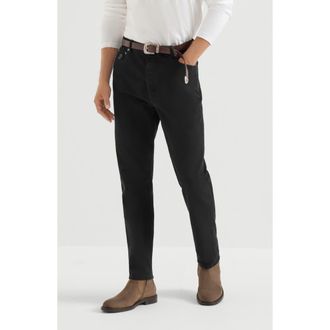 Brunello Cucinelli Garment-dyed denim iconic fit five-pocket trousers in Black at Nordstrom, Size 54 It