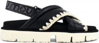 Mou Womens Bio Criss-Cross Leather Sandals In Black