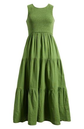 Nobody's Child Charlie Smocked Sleeveless Maxi Dress in Green at Nordstrom, Size 12