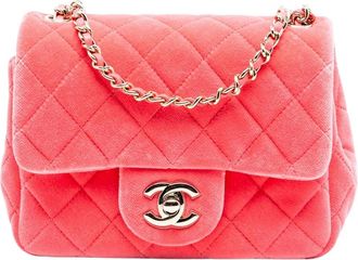 Chanel Pre-owned Quilted Velvet Flap Bag - Dames - Vintage Schoudertas - Roze - ONE Size - Vintage