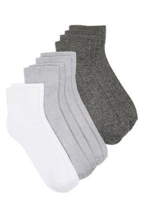 Nordstrom Rack 5-Pack Pillow Sole Quarter Socks in Grey Heather -White at Nordstrom Rack, Size 9/11