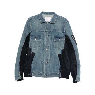 sacai Denim x Nylon Twill Jacket - male - Sacai - Denim Jackets - Multicolor - XL - Jackets