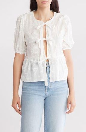 Forgotten Grace Floral Tie Top in White at Nordstrom Rack, Size X-Large