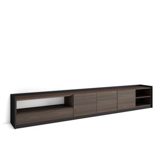 Skraut Home Skraut Home - Mueble Tv, Televisi&oacute;n, 310x37x50cm, Para Tv Hasta 80, Roble Oscuro Y Negro