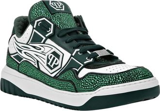 Philipp Plein Moon Walker Low-Top Sneakers - Heren - Sneakers - Groen - 40 EU - Katoen - Schoenen