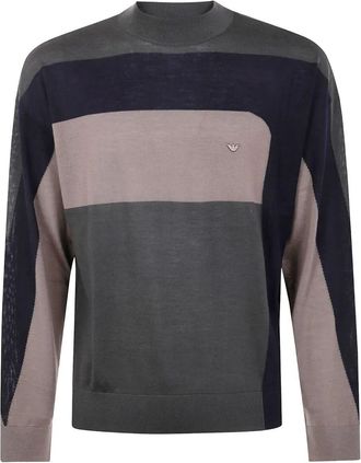 Emporio Armani Round Neck Tricolor Sweater