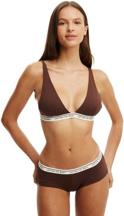 Cotton On Womens Branded Cotton Plunge Triangle Bralette in French Roast at Nordstrom, Size X-Small