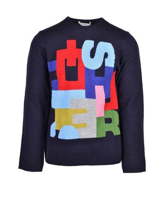 Comme Des Gar&ccedil;ons Multicolor Graphic Acrylic-Blend Crewneck Sweater