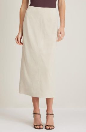 Nordstrom Suede Midi Skirt in Beige Oatmeal at Nordstrom, Size Xx-Large